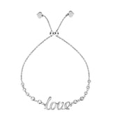 Sterling Silver Love Theme Adjustable Bolo Friendship Bracelet , 9.25" fine designer jewelry for men and women
